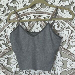 New Seamless V-Neck Shapewear Spaghetti Strap Crop Tank Top Bodycon Lounge  sz S